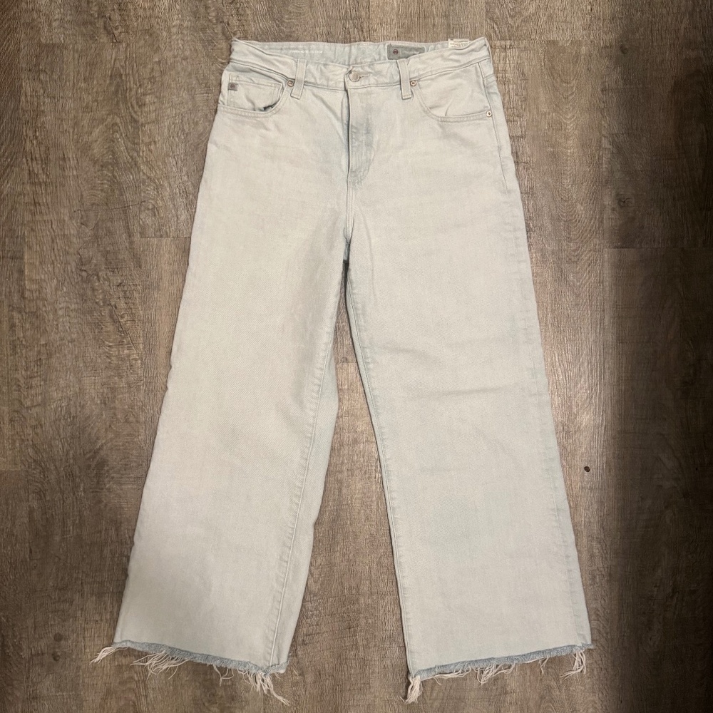 AG Saige Raw Hem High Waist Ankle Wide Leg Jeans